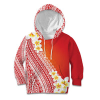 Tahiti Plumeria Tribal Pattern Kid Hoodie Wave Style Red LT05 Hoodie Red - Polynesian Pride