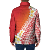 Tahiti Plumeria Tribal Pattern Padded Jacket Wave Style Red LT05 - Polynesian Pride