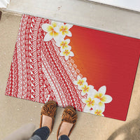 Tahiti Plumeria Tribal Pattern Rubber Doormat Wave Style Red LT05 - Polynesian Pride