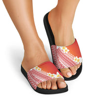 Tahiti Plumeria Tribal Pattern Slide Sandals Wave Style Red LT05 - Polynesian Pride
