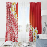 Tahiti Plumeria Tribal Pattern Window Curtain Wave Style Red LT05 - Polynesian Pride