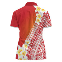 Tahiti Plumeria Tribal Pattern Women Polo Shirt Wave Style Red LT05 - Polynesian Pride