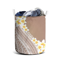 Tahiti Plumeria Tribal Pattern Laundry Basket Wave Style Brown LT05 - Polynesian Pride
