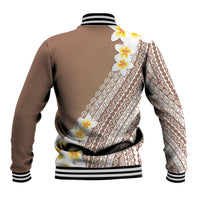 Tahiti Plumeria Tribal Pattern Baseball Jacket Wave Style Brown LT05 - Polynesian Pride