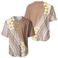 Tahiti Plumeria Tribal Pattern Baseball Jersey Wave Style Brown LT05 - Polynesian Pride
