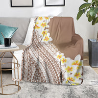 Tahiti Plumeria Tribal Pattern Blanket Wave Style Brown LT05 - Polynesian Pride