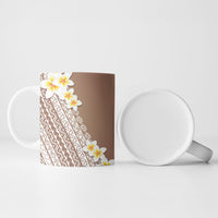 Tahiti Plumeria Tribal Pattern Ceramic Mug Wave Style Brown LT05 - Polynesian Pride