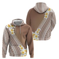 Tahiti Plumeria Tribal Pattern Hoodie Wave Style Brown