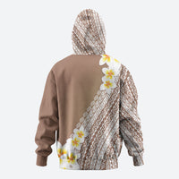 Tahiti Plumeria Tribal Pattern Hoodie Wave Style Brown