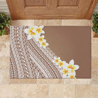 Tahiti Plumeria Tribal Pattern Rubber Doormat Wave Style Brown LT05 Brown - Polynesian Pride