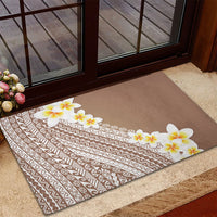 Tahiti Plumeria Tribal Pattern Rubber Doormat Wave Style Brown LT05 - Polynesian Pride