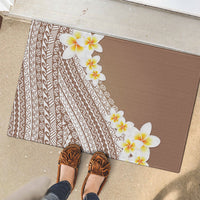 Tahiti Plumeria Tribal Pattern Rubber Doormat Wave Style Brown LT05 - Polynesian Pride