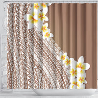 Tahiti Plumeria Tribal Pattern Shower Curtain Wave Style Brown LT05 - Polynesian Pride