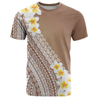 Tahiti Plumeria Tribal Pattern T Shirt Wave Style Brown