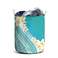 Tahiti Plumeria Tribal Pattern Laundry Basket Wave Style Turquoise LT05 - Polynesian Pride