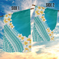 Tahiti Plumeria Tribal Pattern Garden Flag Wave Style Turquoise LT05 - Polynesian Pride