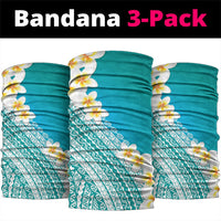 Tahiti Plumeria Tribal Pattern Neck Gaiter Wave Style Turquoise LT05 package One Size: 25*50cm Turquoise - Polynesian Pride