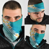 Tahiti Plumeria Tribal Pattern Neck Gaiter Wave Style Turquoise LT05 - Polynesian Pride