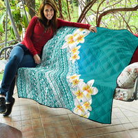 Tahiti Plumeria Tribal Pattern Quilt Wave Style Turquoise LT05 - Polynesian Pride