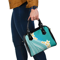 Tahiti Plumeria Tribal Pattern Shoulder Handbag Wave Style Turquoise LT05 - Polynesian Pride