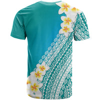 Tahiti Plumeria Tribal Pattern T Shirt Wave Style Turquoise