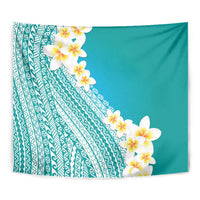Tahiti Plumeria Tribal Pattern Tapestry Wave Style Turquoise LT05 - Polynesian Pride