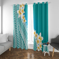 Tahiti Plumeria Tribal Pattern Window Curtain Wave Style Turquoise LT05 With Grommets Turquoise - Polynesian Pride
