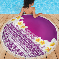 Tahiti Plumeria Tribal Pattern Beach Blanket Wave Style Purple LT05 - Polynesian Pride