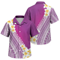 Tahiti Plumeria Tribal Pattern Family Matching Long Sleeve Bodycon Dress and Hawaiian Shirt Wave Style Purple LT05 Son's Shirt Purple - Polynesian Pride