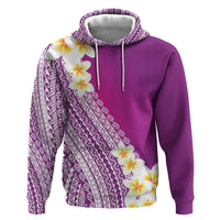 Tahiti Plumeria Tribal Pattern Hoodie Wave Style Purple