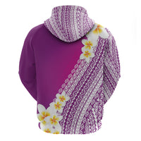 Tahiti Plumeria Tribal Pattern Hoodie Wave Style Purple