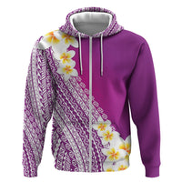 Tahiti Plumeria Tribal Pattern Hoodie Wave Style Purple