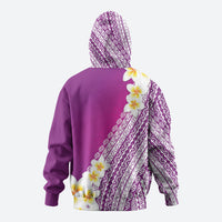 Tahiti Plumeria Tribal Pattern Hoodie Wave Style Purple