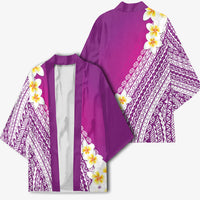 Tahiti Plumeria Tribal Pattern Kimono Wave Style Purple LT05 - Polynesian Pride