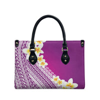 Tahiti Plumeria Tribal Pattern Leather Bag Wave Style Purple LT05 - Polynesian Pride
