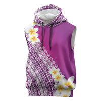 Tahiti Plumeria Tribal Pattern Sleeveless Hoodie Wave Style Purple LT05 Purple - Polynesian Pride