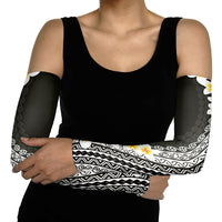 Tahiti Plumeria Tribal Pattern Arm Sleeves Wave Style Black LT05 - Polynesian Pride