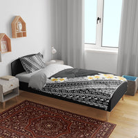 Tahiti Plumeria Tribal Pattern Bedding Set Wave Style Black LT05 - Polynesian Pride