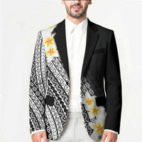 Tahiti Plumeria Tribal Pattern Blazer Wave Style Black LT05 - Polynesian Pride