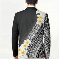 Tahiti Plumeria Tribal Pattern Blazer Wave Style Black LT05 - Polynesian Pride
