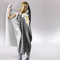 Tahiti Plumeria Tribal Pattern Hooded Blanket Wave Style Black LT05 - Polynesian Pride