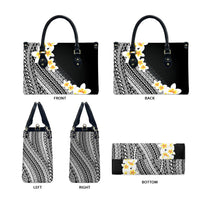 Tahiti Plumeria Tribal Pattern Leather Bag Wave Style Black LT05 - Polynesian Pride