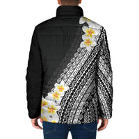 Tahiti Plumeria Tribal Pattern Padded Jacket Wave Style Black LT05 - Polynesian Pride