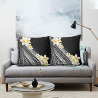 Tahiti Plumeria Tribal Pattern Pillow Cover Wave Style Black LT05 - Polynesian Pride