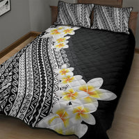 Tahiti Plumeria Tribal Pattern Quilt Bed Set Wave Style Black LT05 - Polynesian Pride