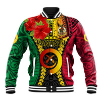Vanuatu Baseball Jacket Vanuatuan Coat Of Arms Mix Pig Tusk Poynesian Pattern LT05 Unisex Reggae - Polynesian Pride