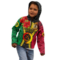 Vanuatu Kid Hoodie Vanuatuan Coat Of Arms Mix Pig Tusk Poynesian Pattern LT05 - Polynesian Pride
