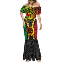 Vanuatu Mermaid Dress Vanuatuan Coat Of Arms Mix Pig Tusk Poynesian Pattern LT05 - Polynesian Pride