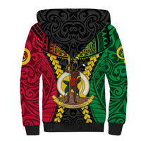 Vanuatu Sherpa Hoodie Vanuatuan Coat Of Arms Mix Pig Tusk Poynesian Pattern LT05 - Polynesian Pride