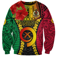 Personalized Vanuatu Sweatshirt Vanuatuan Coat Of Arms Mix Pig Tusk Poynesian Pattern LT05 Unisex Reggae - Polynesian Pride